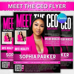 Meet The CEO Flyer Template: DIY Boss Babe Event Design (8.5x11in Canva)