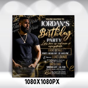 Birthday Party Flyer, Men's Birthday Flyer, Birthday Boy, Event Flyer, Club Flyer, Birthday Bash, Cancer Birthday Flyer, Canva Template
