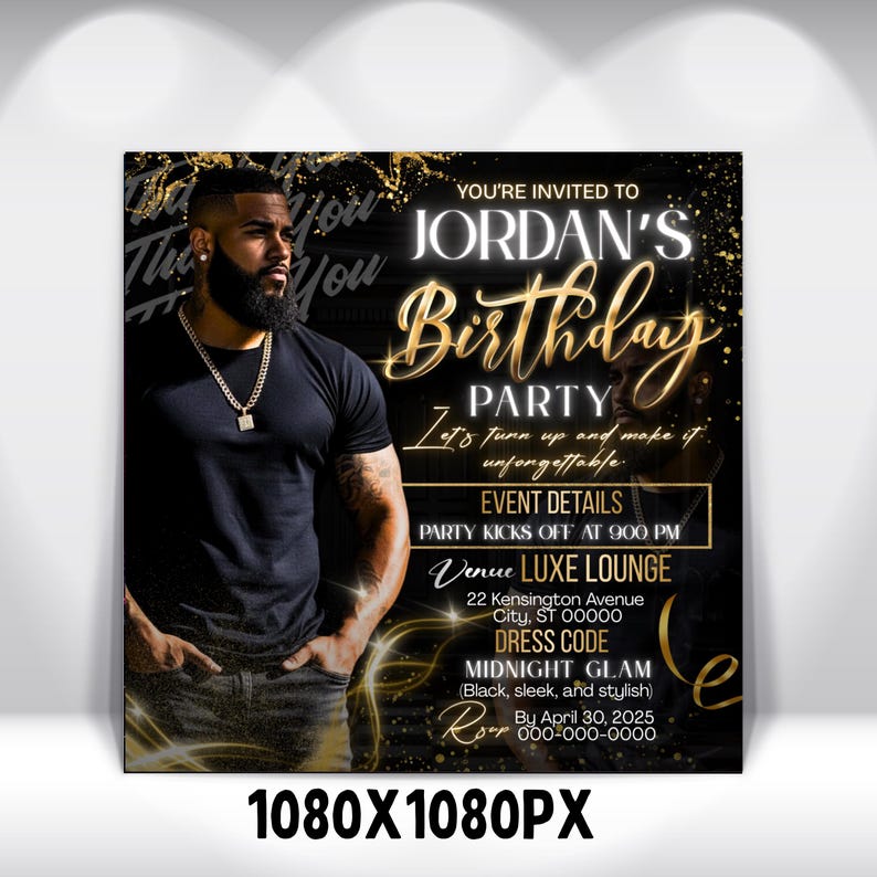 Birthday Party Flyer, Men's Birthday Flyer, Birthday Boy, Event Flyer, Club Flyer, Birthday Bash, Cancer Birthday Flyer, Canva Template