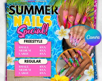 Summer Nail Special Flyer, Nail Deal Flyer, Nail Tech Sale Flyer, Nail Flash Sale Flyer, Nail Booking Flyer, Nail Promotion Nail Appointment