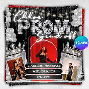 Prom Send Off Flyer, DIY Prom Queen Flyer, Prom Send Off Event, Prom Invitation Flyer, Prom Flyer, Prom Party Invite, Prom, Canva Editable