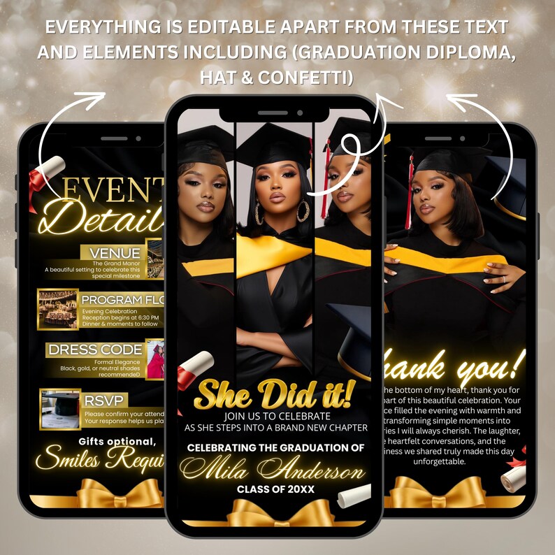 Graduation Video Invitation, Animated Grad Announcement, Digital Graduation Party Invite, Editable Grad Celebration Evite Template