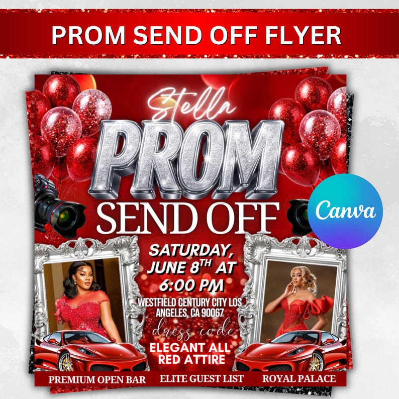 Prom Send off Flyer, DIY Prom Flyer, Prom Canva Template, Prom Send Off ...