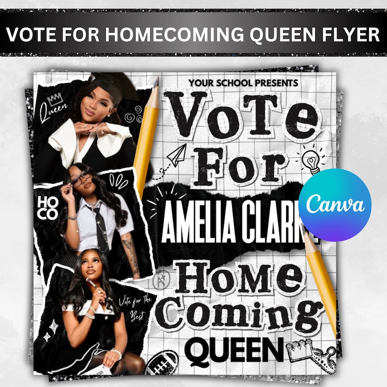 Homecoming Queen flyer , Homecoming Flyer , homecoming campaign flyer Vote Homecoming, HOCO Flyer, Vote for me Flyer, Black Homcoming Flyer