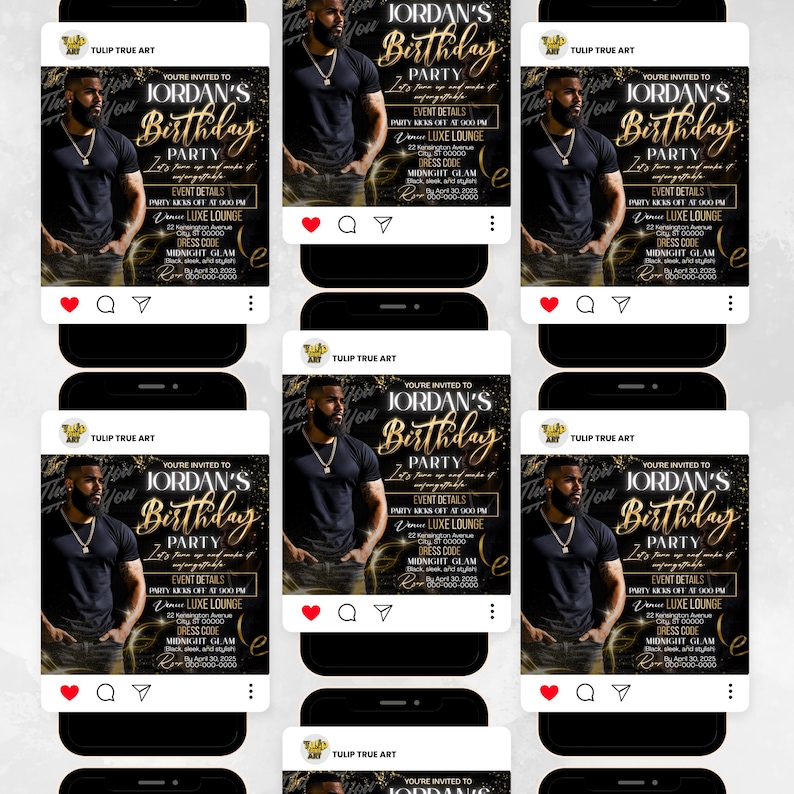 Birthday Party Flyer, Men's Birthday Flyer, Birthday Boy, Event Flyer, Club Flyer, Birthday Bash, Cancer Birthday Flyer, Canva Template