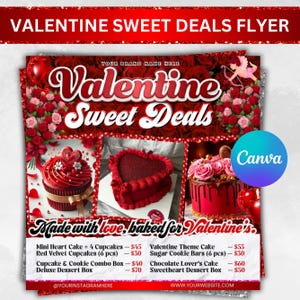 Valentine Sweet Treats Flyer, February Bake Sale Flyer, Valentines Day dessert Flyer, Bakery Flyer, Bake Shop Flyer, Pastry Flyer,Cake Flyer