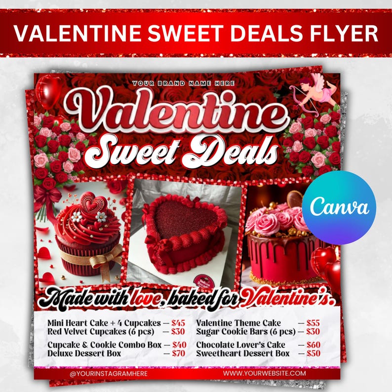 Valentine Sweet Treats Flyer, February Bake Sale Flyer, Valentines Day dessert Flyer, Bakery Flyer, Bake Shop Flyer, Pastry Flyer,Cake Flyer