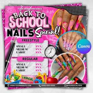 Back to School Nail Flyer, Nail Special Flyer, Back 2 School Nail Deal, Nail Tech Flyer, Nail Booking Flyer, Nail Appointments, Nail Flyer