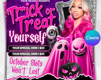 Flyer de réservation d'octobre : cheveux, ongles, cils d'Halloween (modèle DIY sur toile)