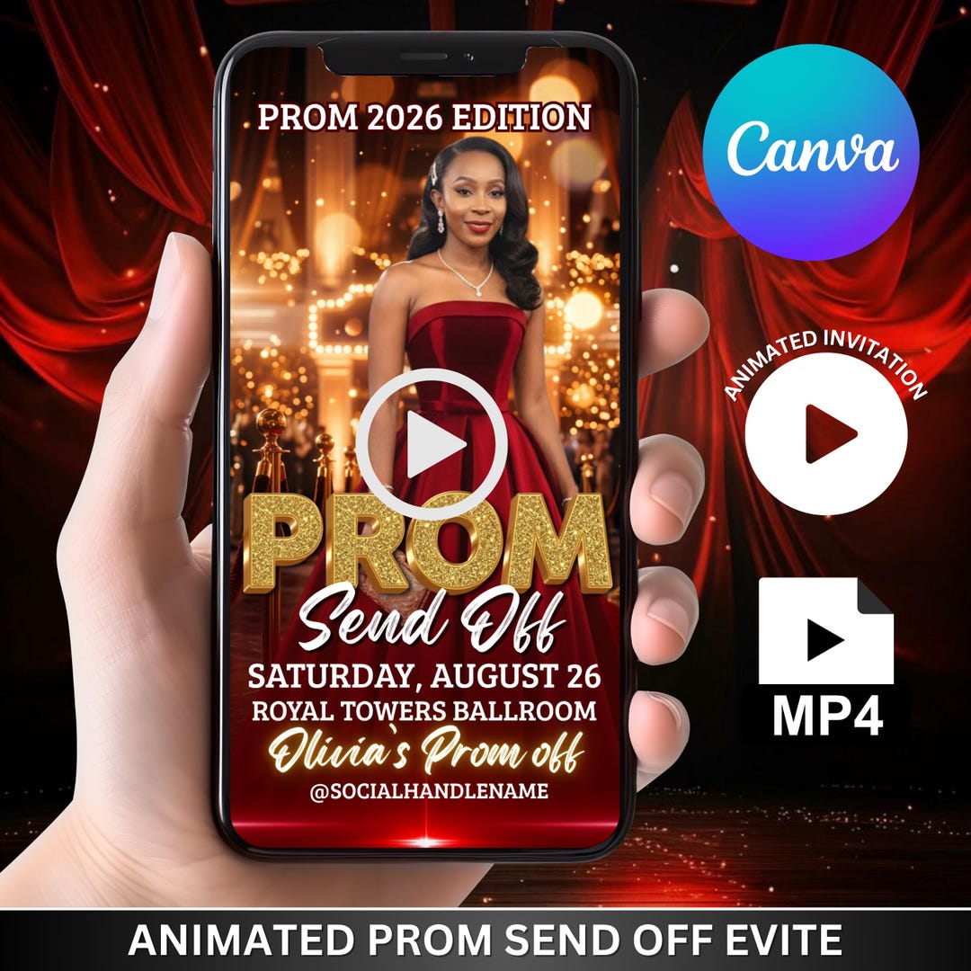 Prom Send off Evite, DIY Prom Flyer, Prom Canva Template, Prom Send Off ...