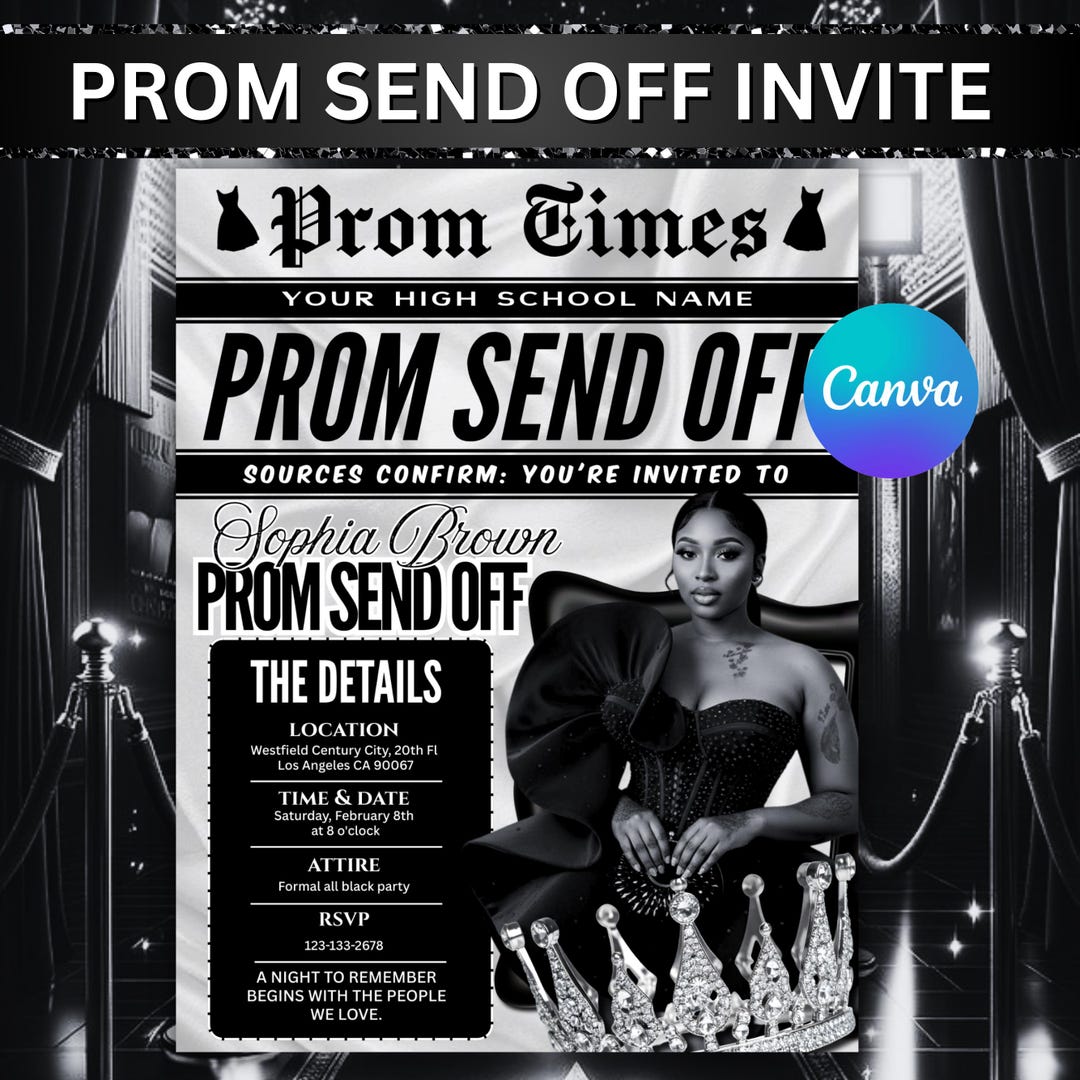 Instant Prom Design Prom Send off Flyer, DIY Prom Flyer, Prom Canva Template, Prom Send Off ...