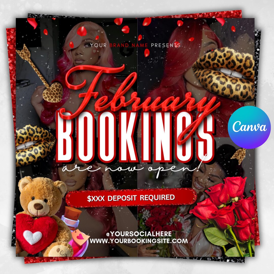 February Booking Flyer, Valentine's Day Flyer, February Hair Flyer ...