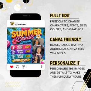 Summer Braid Sale Flyer, Summer Sale Flyer, Braid Prices Flyer, Braids Sale Flyer, Hair Flyer, Lashes Flyer, Braids Special Flyer Template