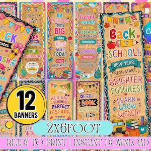 Editable Classroom Banner Bundle, Printable School Banners, Back to School Canva Template, Teacher Welcome Banner, Door Banner, 2x6ft