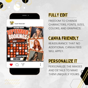 September Booking Flyer, September flyer, Fall Booking Flyer, September Books Open, Wig Install, Lash Nail Braids Flyer, Editable in Canva