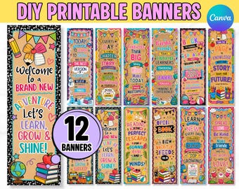 Editable Classroom Banner Bundle, Printable School Banners, Back to School Canva Template, Teacher Welcome Banner, Door Banner, 2x6ft