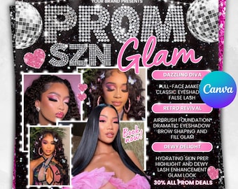 Prom Booking Flyer, Prom Szn Special Flyer, Prom Season Special Deal Flyer, Homecoming Flyer, MUA Lashes Nails Hair Braids wig Flyer, canva