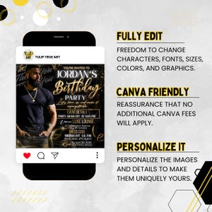 Birthday Party Flyer, Men's Birthday Flyer, Birthday Boy, Event Flyer, Club Flyer, Birthday Bash, Cancer Birthday Flyer, Canva Template