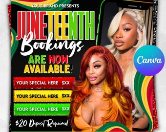 Junteenth Book Flyer, Junteenth Sale Flyer, Junteenth Specials Flyer, Juneteenth Flyer, Juneteenth Lashes Nails Hair Makeup Braids MUA