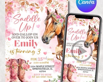 Pink Cowgirl Birthday Invitation, Cowgirl Hoedown Party, Cowgirl Hoedown Birthday Party Invite, Girl Invite , Pink Rodeo Invite