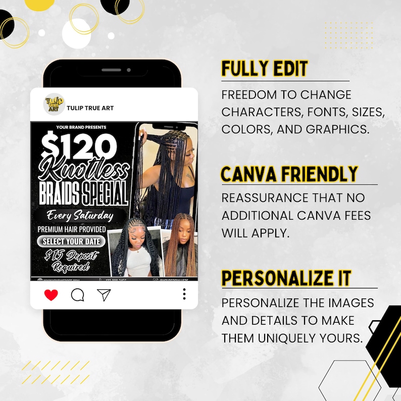 Knotless Braids Flyer, Braids Special Flyer, Braids Pricelist Flyer, Braid Special Deal flyer, Braids Bookings Flyer, Braids Flyer, Canva