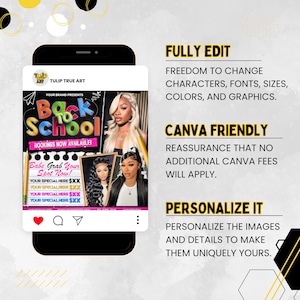 Back To School Booking Flyer, Back to school sale flyer, Back to school hair flyer, Braid Flyer, MUA Nails Lash Braids Hair, Canva Editable