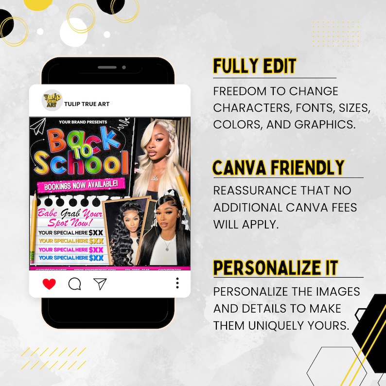 Back To School Booking Flyer, Back to school sale flyer, Back to school hair flyer, Braid Flyer, MUA Nails Lash Braids Hair, Canva Editable
