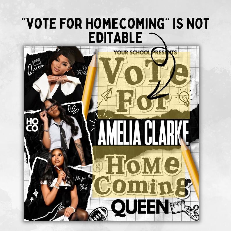 Homecoming Queen flyer , Homecoming Flyer , homecoming campaign flyer Vote Homecoming, HOCO Flyer, Vote for me Flyer, Black Homcoming Flyer