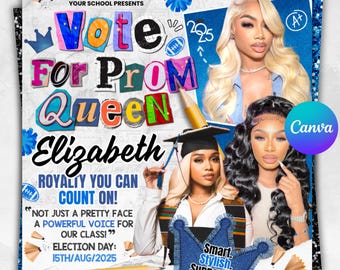 Vota por mí / Volante de campaña para la clase de graduación y regreso a casa, Volante para votar por la reina del baile, Volante de graduación, Volante de reina del baile, Volante de elección de regreso a casa