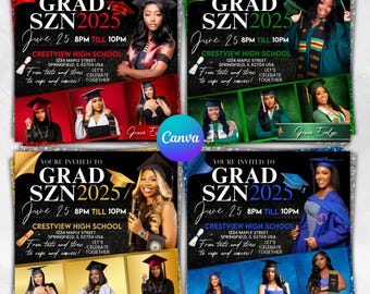 Graduate Flyer, Graduation Party Flyer, Graduation Invitation, College Decision, Class of 2025 Flyer, Senior Grad Announce, Canva Editable