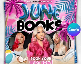 June Booking Flyer, Summer Booking Flyer, June Books Open, June Summer Hair Flyer, June Nails Flyer, June Lashes Flyer, June Makeup Flyer