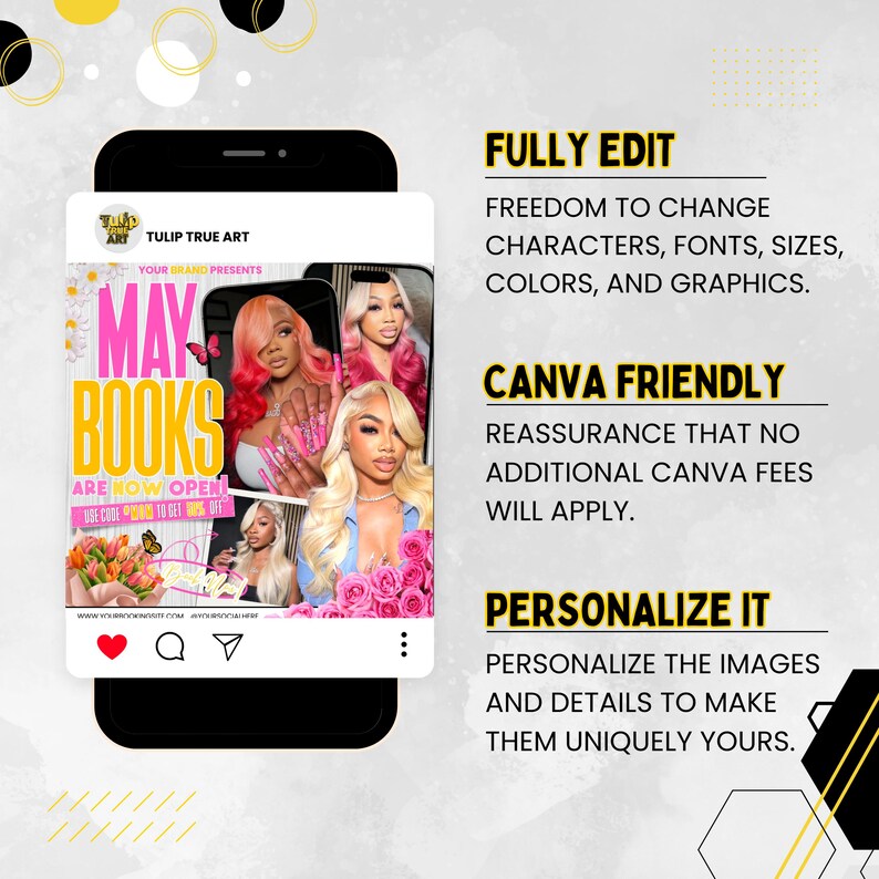 May Booking Flyer Template, Now Booking Beauty Flyer, May Appointments Open, Hair Nails Lashes Makeup Flyer, DIY Text, Instant Download