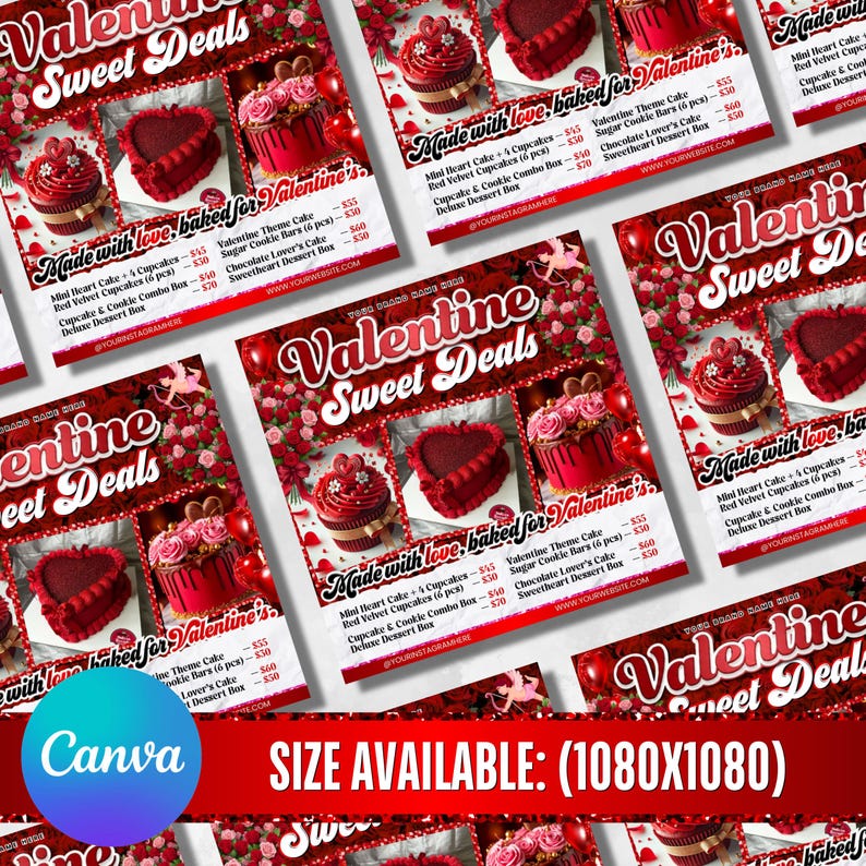 Valentine Sweet Treats Flyer, February Bake Sale Flyer, Valentines Day dessert Flyer, Bakery Flyer, Bake Shop Flyer, Pastry Flyer,Cake Flyer