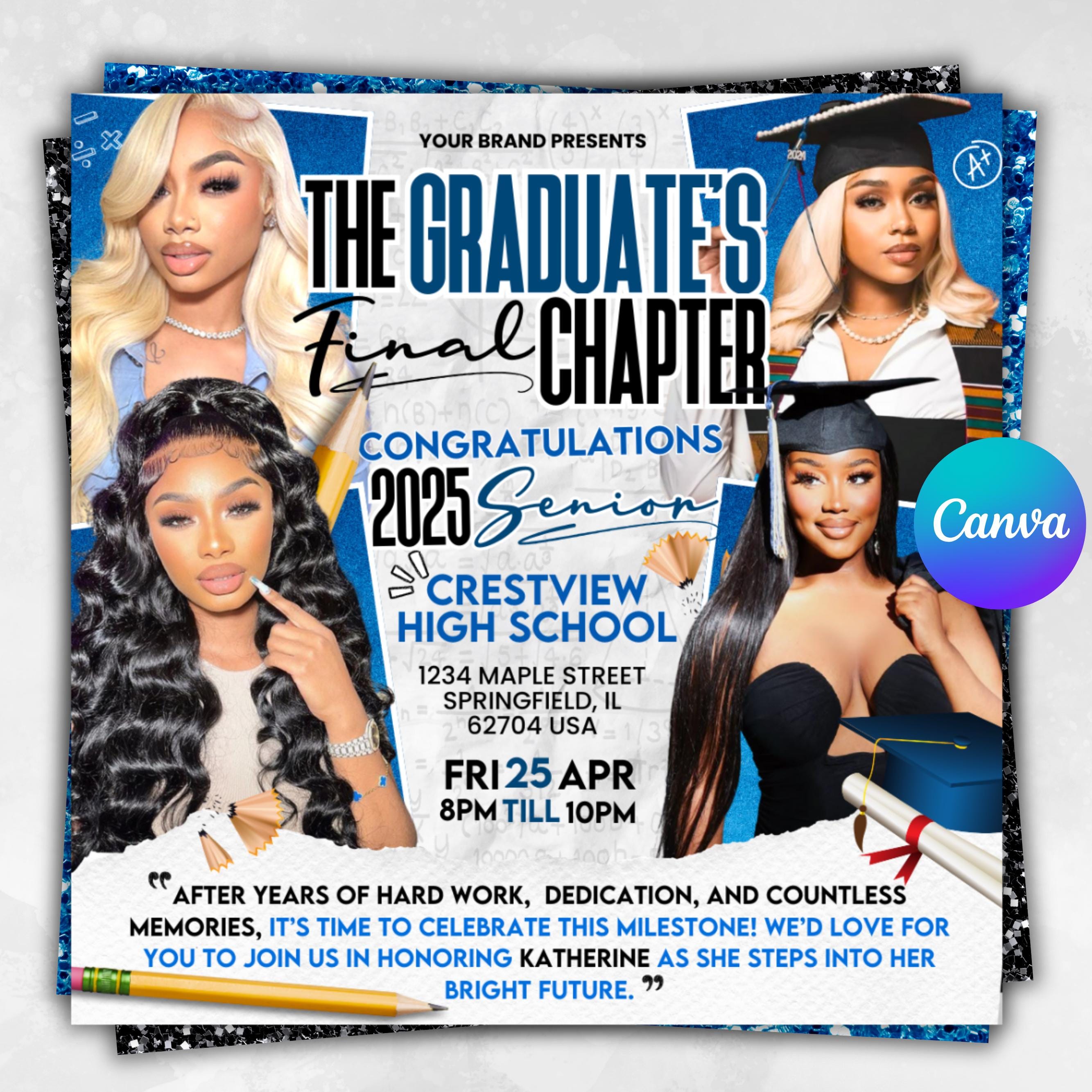 Graduate Flyer, Graduation Party Flyer, Graduation Invitation, College Decision, Class of 2025 Flyer, Senior Grad Announce, Canva Editable