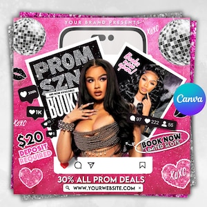 Prom Booking Flyer, Prom Special Flyer, Homecoming Flyer, Canva Template, Book Now Appointments, Beauty, Lashes, Make up, Nails,