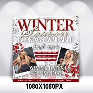 Winter Beauty Booking Flyer, Hairstylist Lash Tech Nail Tech MUA Flyer, Salon Booking Template, Editable Canva Flyer, Digital Download