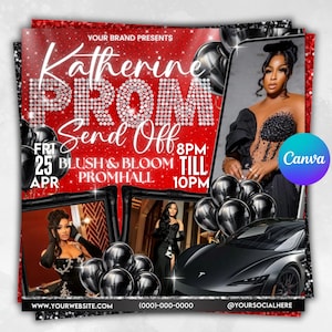 Prom Send Off Flyer, DIY Prom Queen Flyer, Prom Send Off Event, Prom Invitation Flyer, Prom Flyer, Prom Party Invite, Prom, Canva Editable