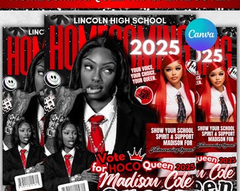 Homecoming Poster Fyer,Prom Send Off Flyer, DIY Prom Flyer, Prom Canva Template, Prom Send Off, Magazine Cover | Campaign Flyer, HOCO 2025