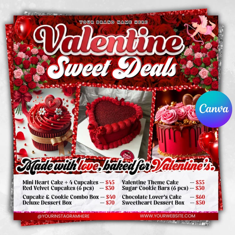 Valentine Sweet Treats Flyer, February Bake Sale Flyer, Valentines Day dessert Flyer, Bakery Flyer, Bake Shop Flyer, Pastry Flyer,Cake Flyer