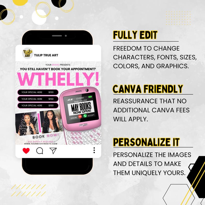 Mother's Day Booking Flyer | May Appointments Open | Makeup | Hair | Nails, Wig | braids | Lashes | Book Now Appointments (Canva Template)