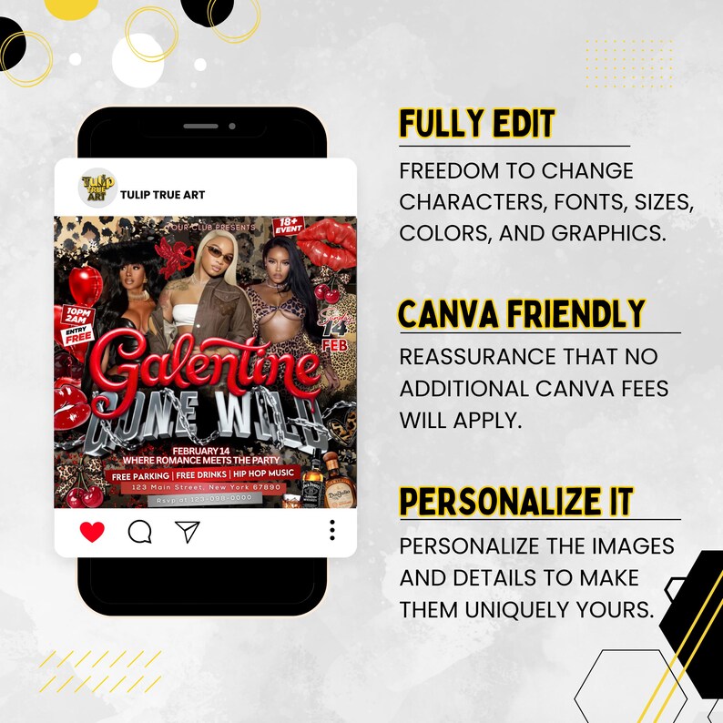 Digital Cheetah Galentines Day Party Invitation Template Gold & Red Galentines Gone Wild Girls Night Invite Leopard Print Flyer Self Edit