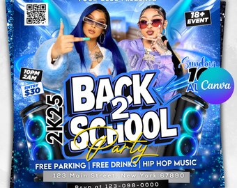 Back to School Party Flyer: Editable Canva Template (Instant Download