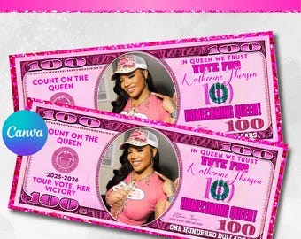 Homecoming Queen Campaign Money, Homecoming 100 bill, Prom Queen, Print and Cut, Campaign Handouts, School Election, Class President