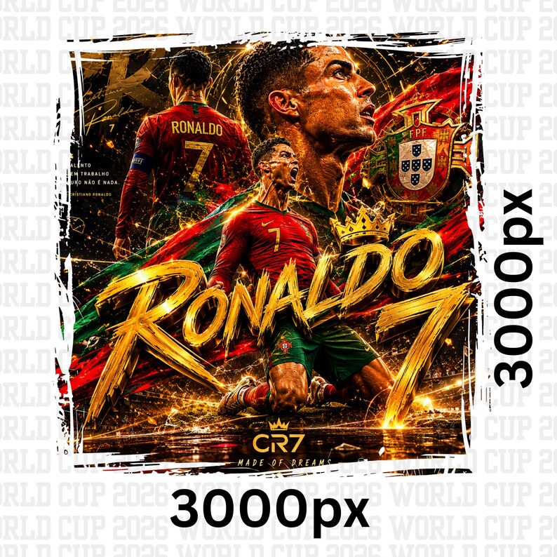 CR7 Ronaldo PNG T-Shirt Design, Soccer Streetwear Graphic, Football Legend PNG SVG, Printable Digital Download, Sports Fan Art