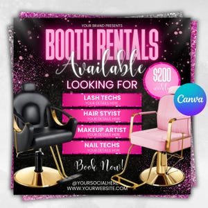 Booth Rental Flyer, Salon Booth Rental Flyer , Store Rental Flyer, Canva Booth for Rent Flyer, Social Media Flyer, Premade Business Flyer
