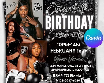 Birthday Party Flyer, Birthday Flyer, Taurus Flyer, Party Flyer, Birthday Party Invitation, Girl Birthday Flyer,Birthday Bash,Canva Editable