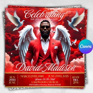 Memorial Funeral Announcement Flyer, Funeral Memorial Announcement Flyer, Funeral Announcement Template, Rest In Peace Flyer, Canva Editable