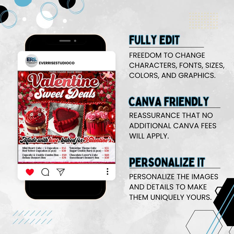 Valentine Sweet Treats Flyer, February Bake Sale Flyer, Valentines Day dessert Flyer, Bakery Flyer, Bake Shop Flyer, Pastry Flyer,Cake Flyer