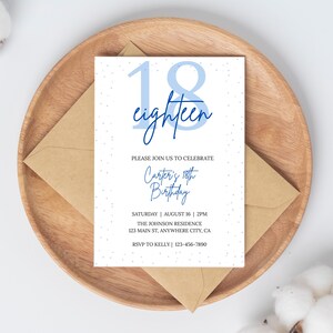 Editable 18th Birthday Invitation Template Birthday Party 18 Minimalist Printable download