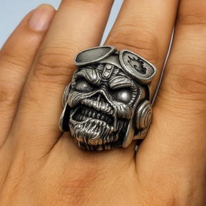 Iron Maiden Aces High Silver Ring: Handcrafted Heavy Metal Fan Jewelry